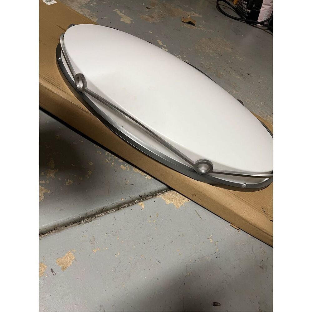 Oval Brushed Nickel Fluorescent Flush Mount 30 inch